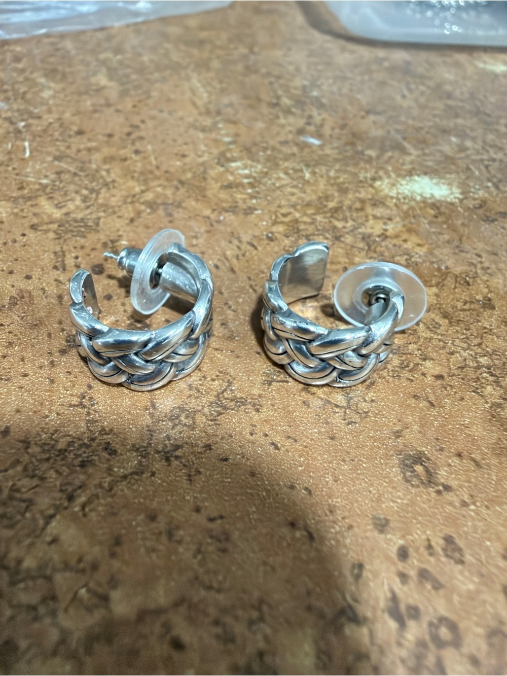 Brighton Sterling Silver Braided Hoop Earrings - Silver
